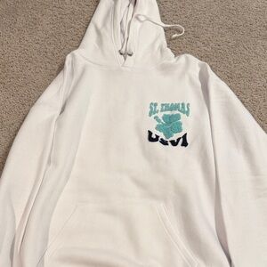 White Hoodie with St. Thomas UVI Embroidery